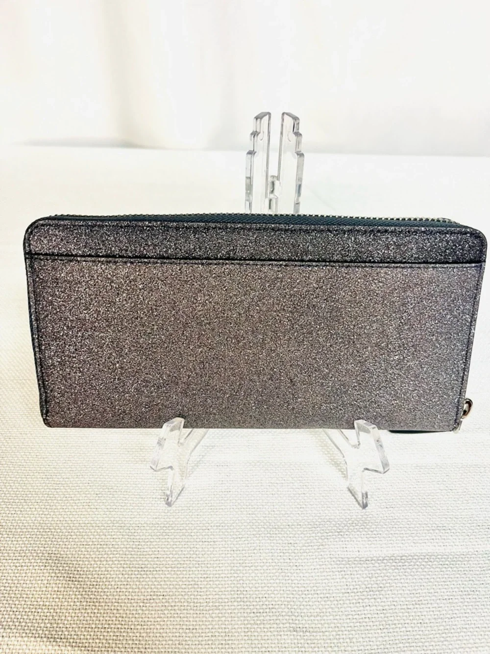 Kate Spade Silver Glitter Zip-Around Continental Wallet - Picture 4 of 10